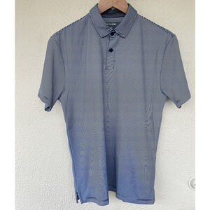 Twillory Performance Golf Polo Striped Wicking Short Sleeve Button Down Medium